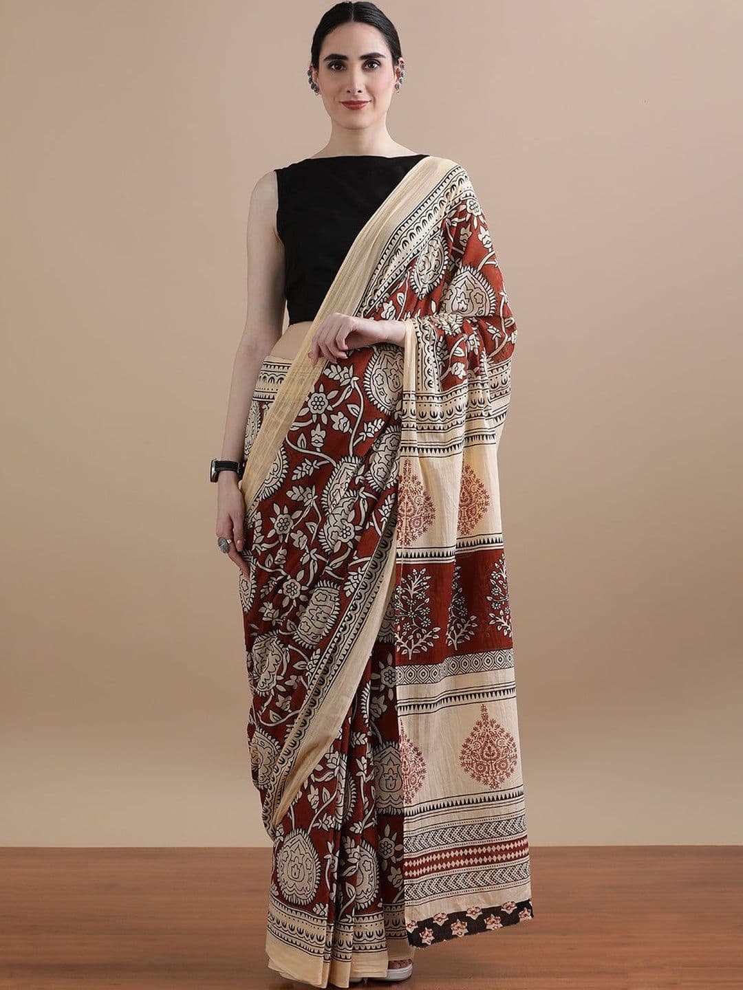 Moda Rapido Ethnic Motifs Pure Cotton Handloom Ikat Saree - view 1