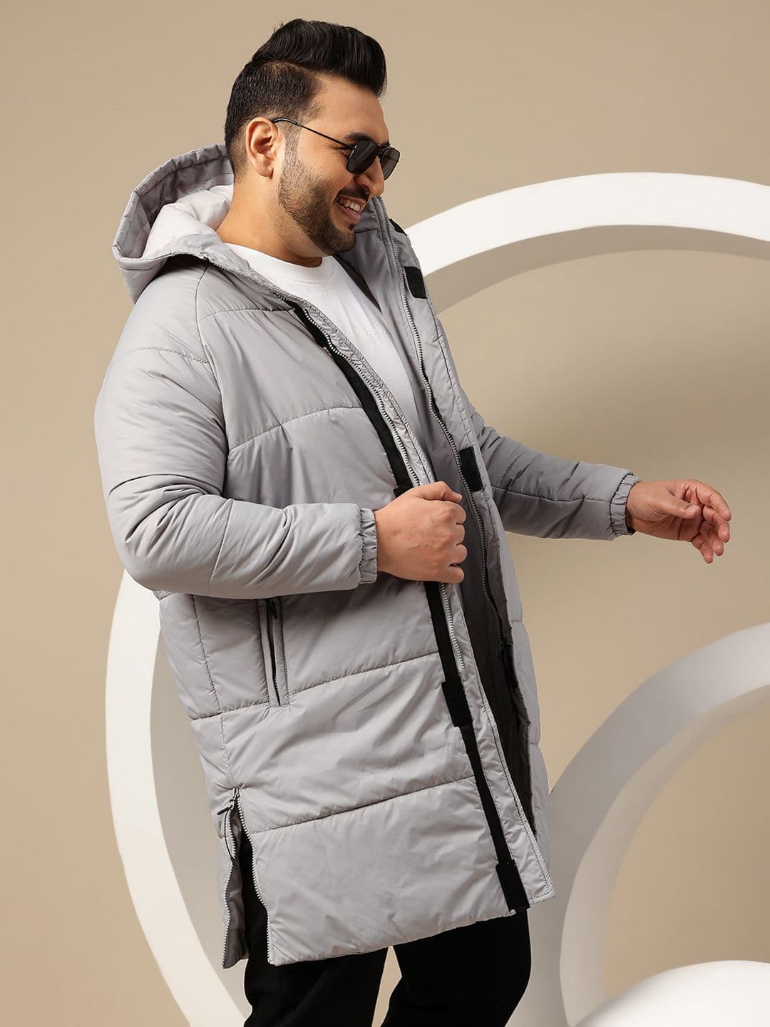 Sztori Plus Size Hooded Longline Padded Jacket - view 1