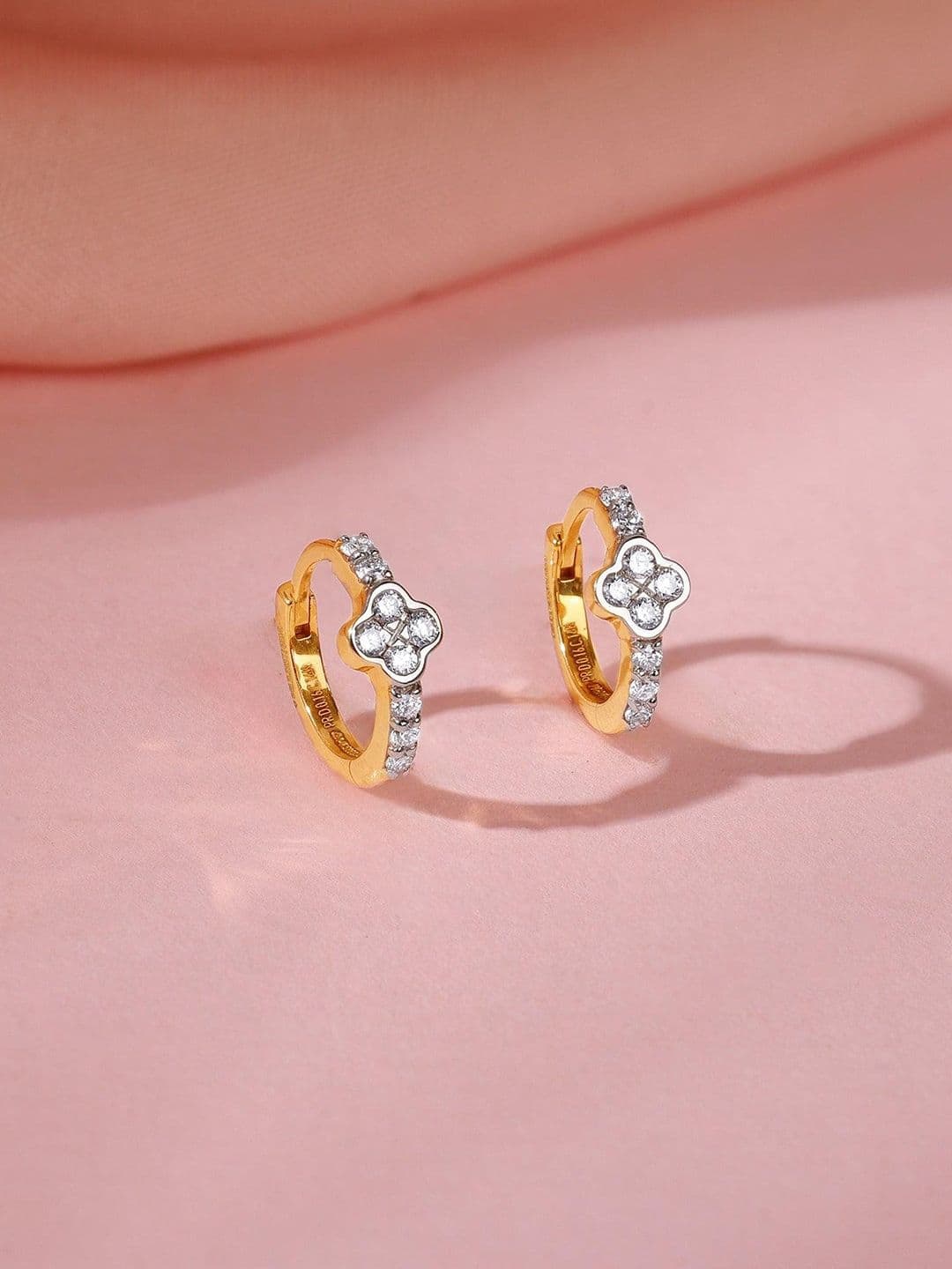 GIVA Women 14Kt Yellow Gold Lab Grown Floral Diamond Earrings-1.1 gms - view 1