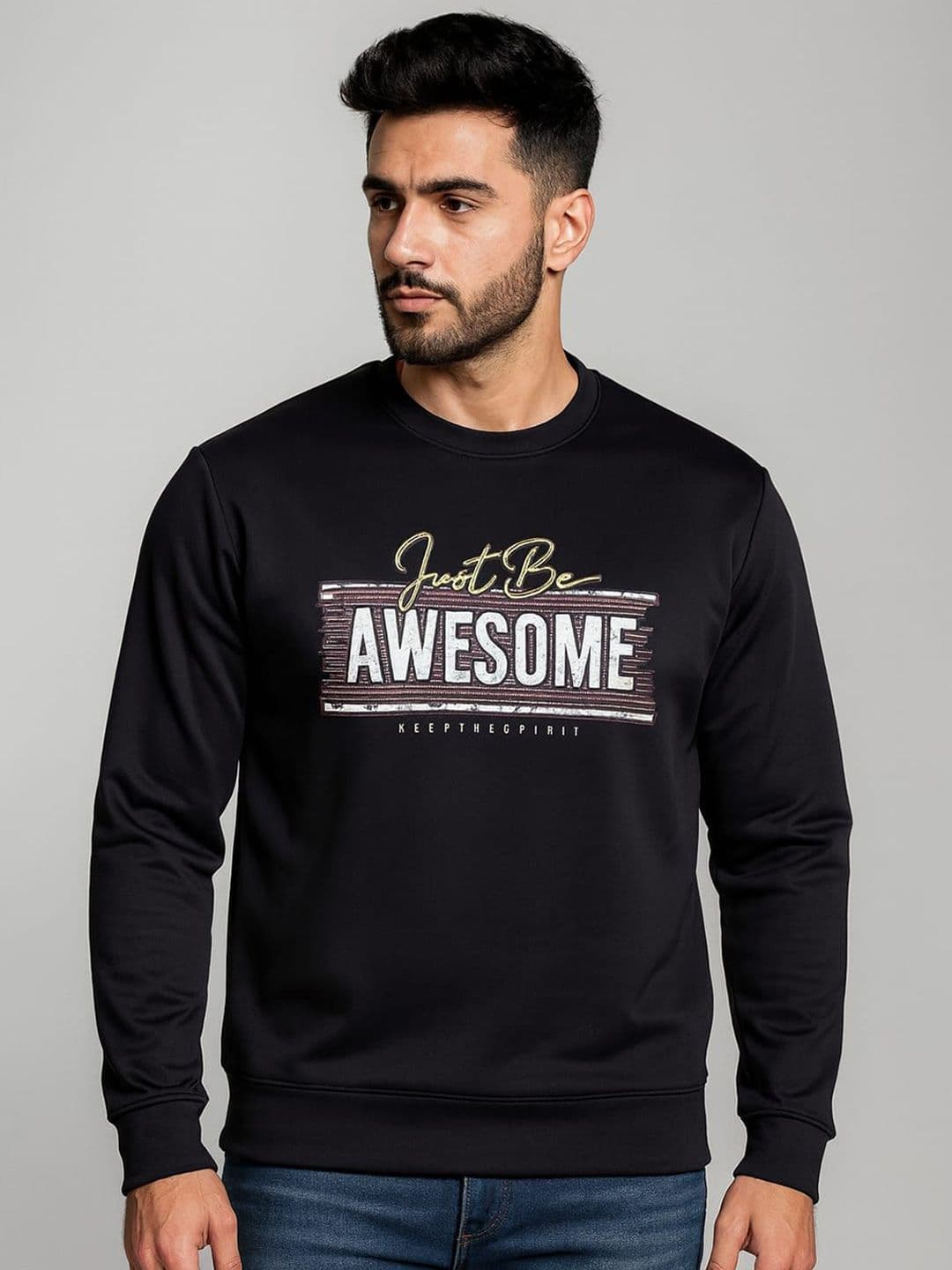 WILD ELEPHANT Men Typography Round Neck Casual Sweatshirt - view 1