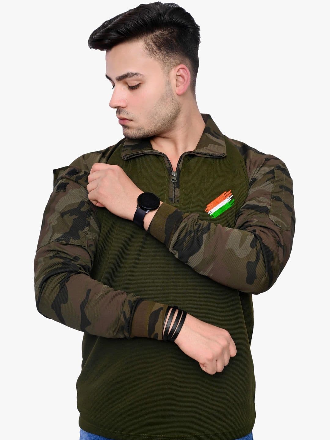 Para Trooper Men Camouflage Printed Polo Collar Cotton T-shirt - view 1