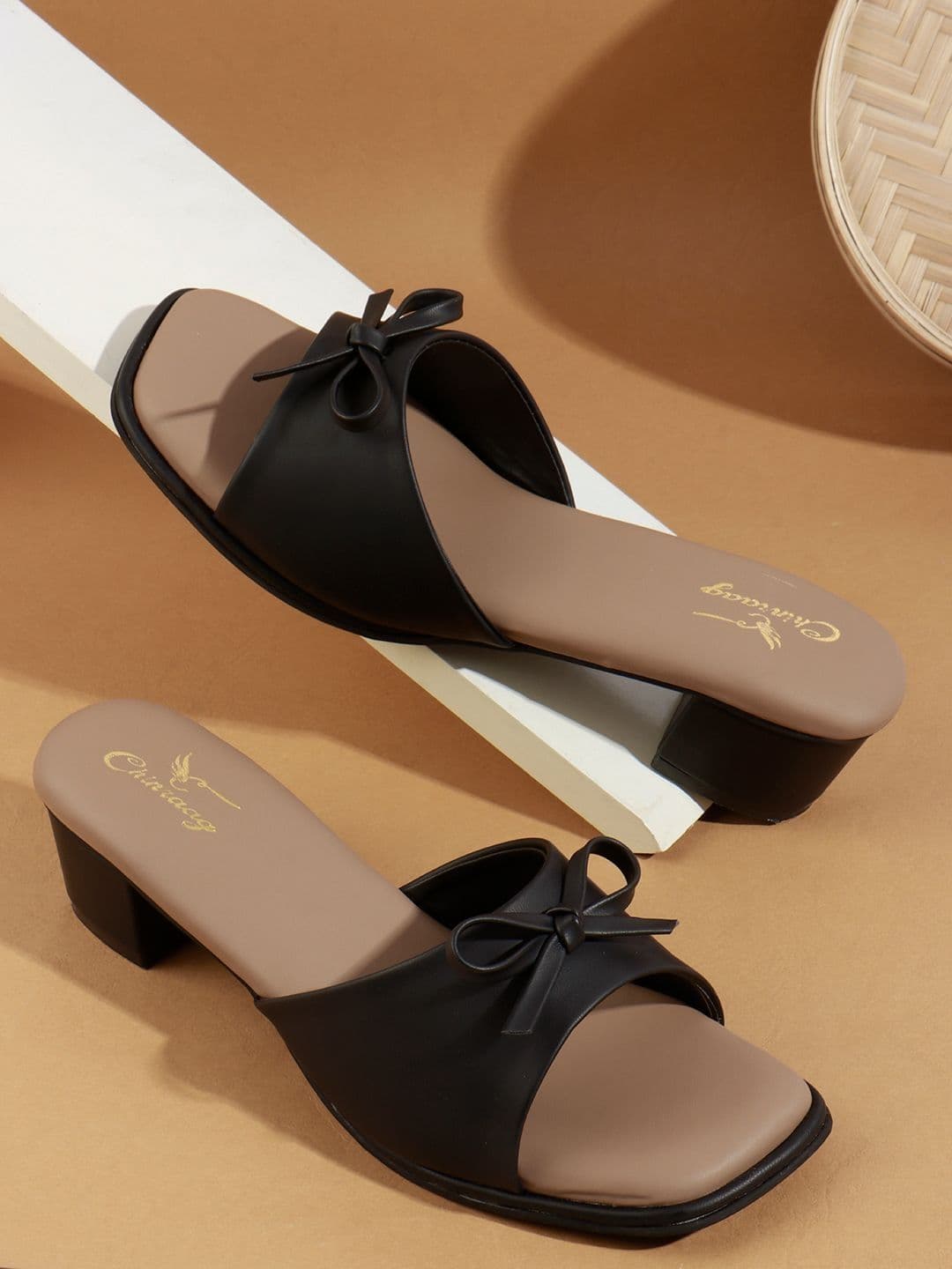 CHINRAAG Block Sandals with Bows - view 1