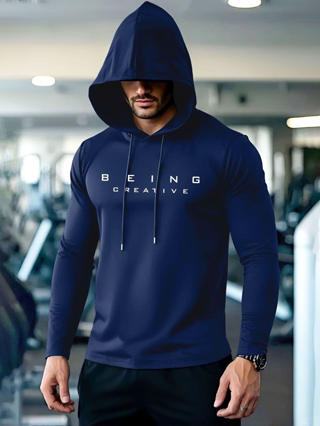 AUSK Men Typography Printed Hooded T-shirt - view 1