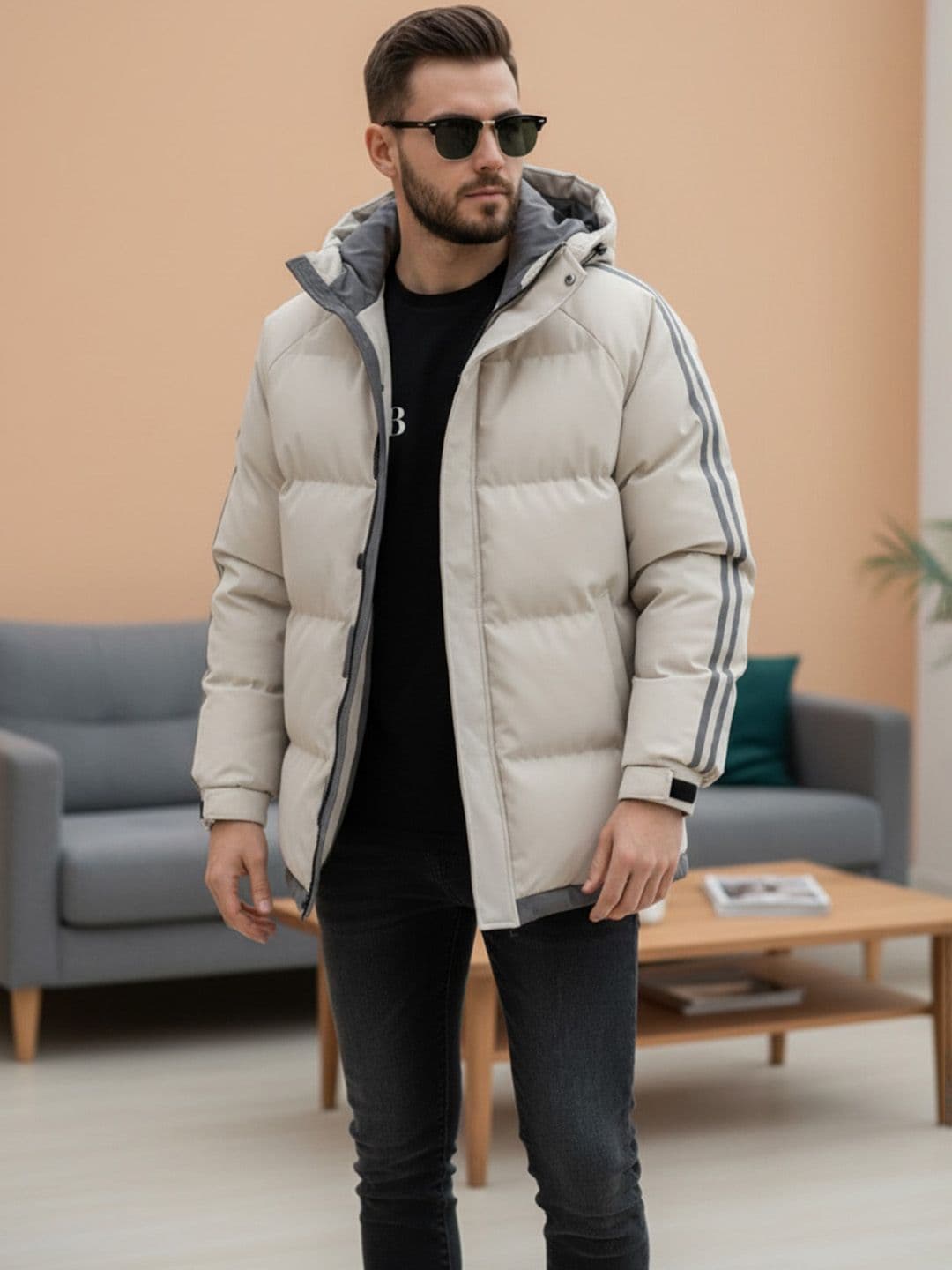 Mast & Harbour Hooded Padded Jacket - view 1
