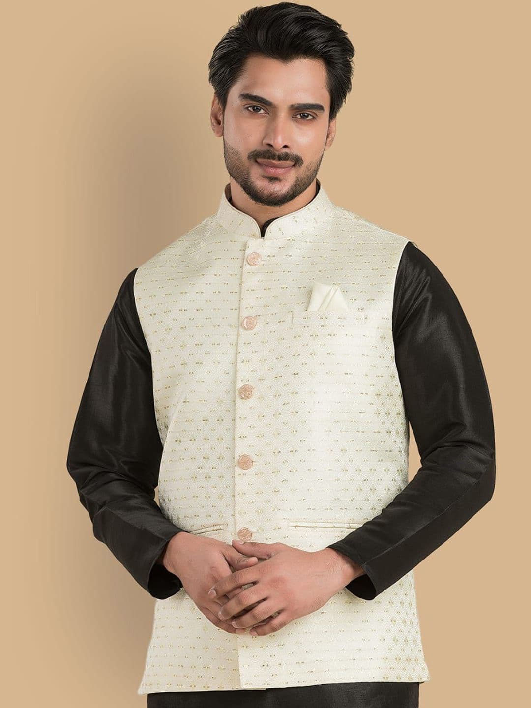 TRENDS OF ETHNIC Men Self Design Mandarin-Neck Nehru Jacket - view 1