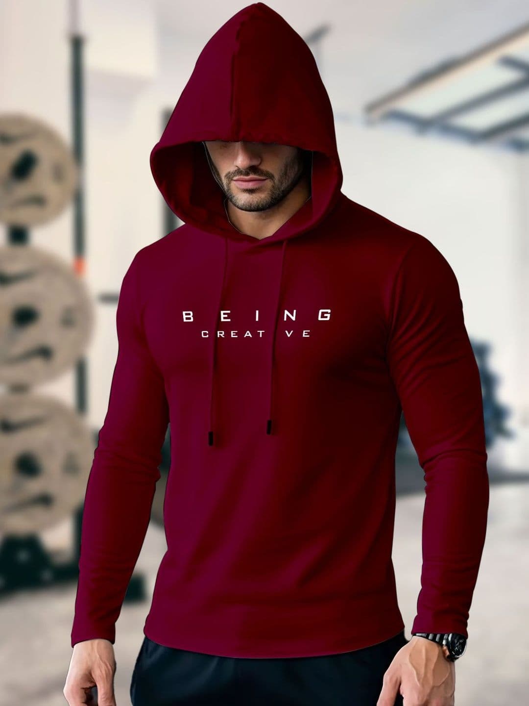 AUSK Men Typography Printed Hooded T-shirt - view 1