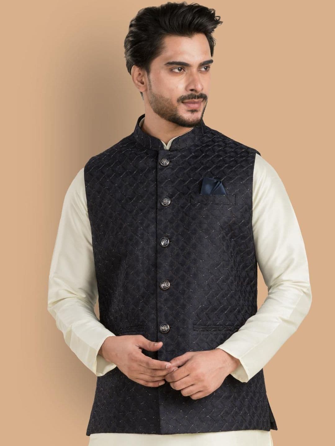 TRENDS OF ETHNIC Embroidered Mandarin Collar Nehru Jacket - view 1