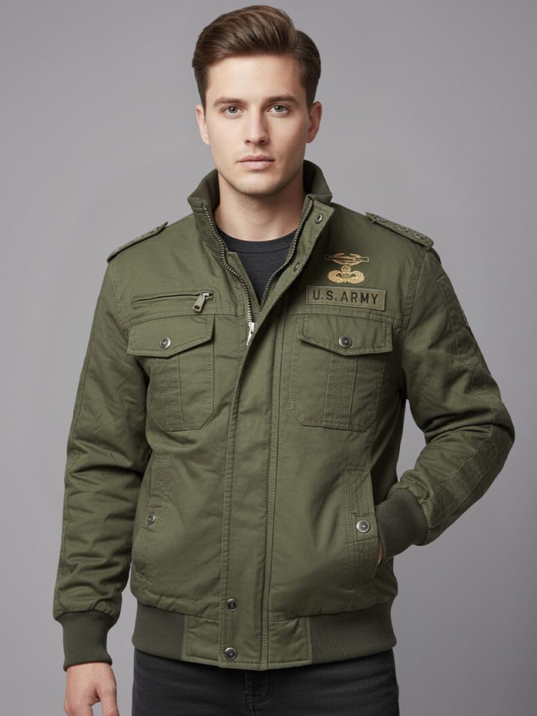 L'monte Men Solid Insulator Winter Bomber Jacket - view 1