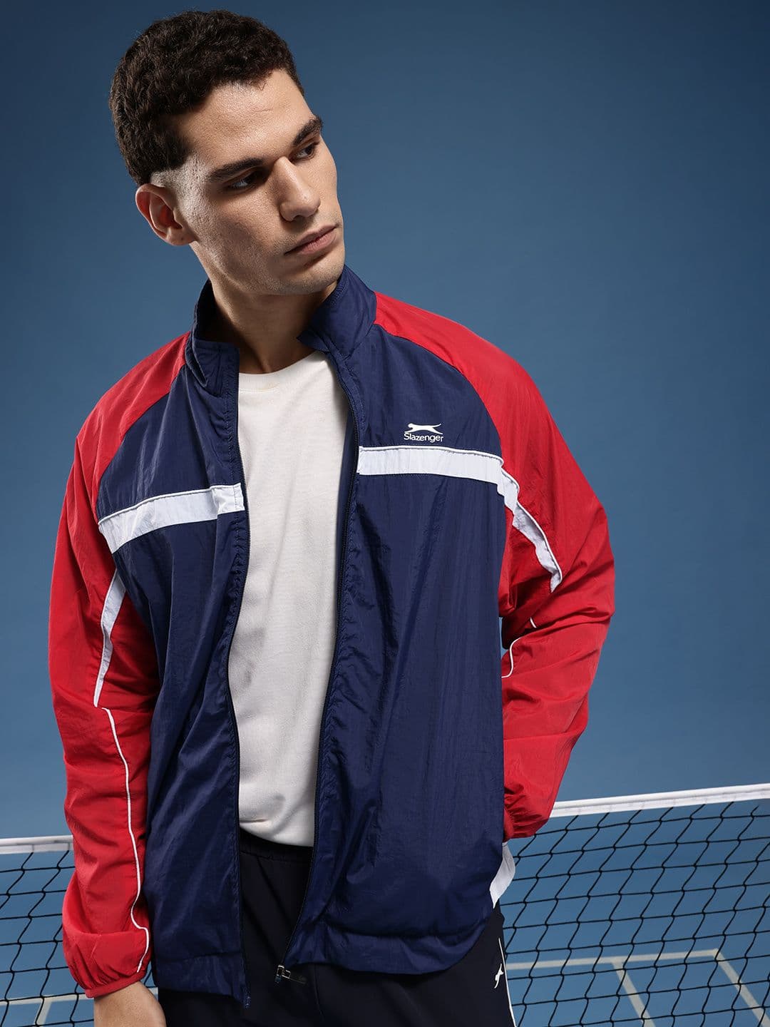 Slazenger Mock Collar Colourblocked Sporty Oversized Jacket - view 1