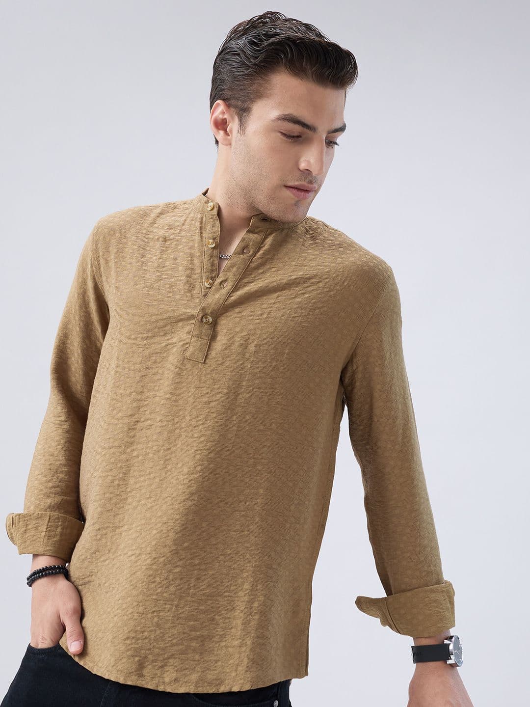 VASTRADO Men Woven Design Jacquard Kurta - view 1