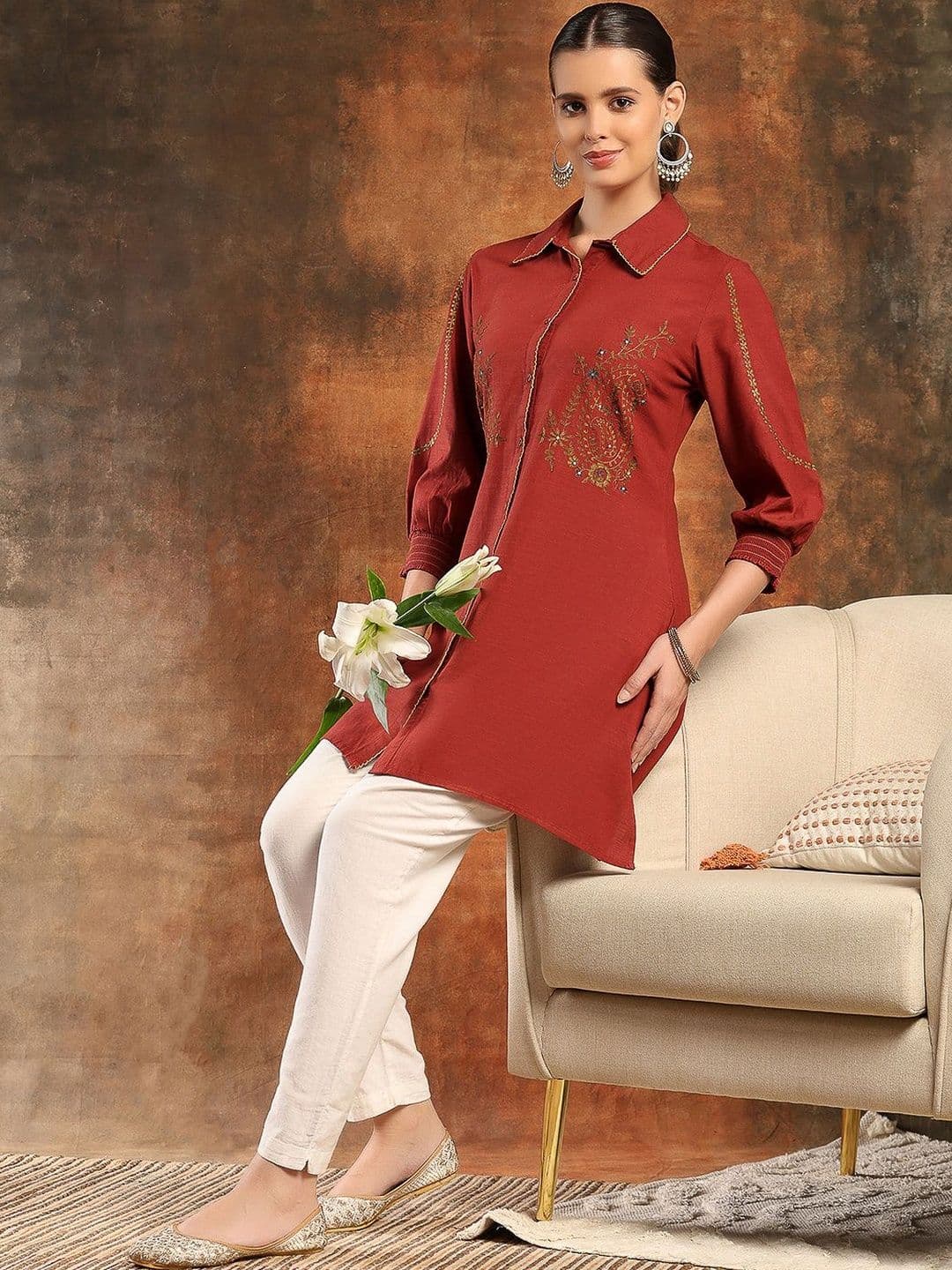 Nayam By Lakshita Women Paisley Embroidered Buttondown Shirt - view 1