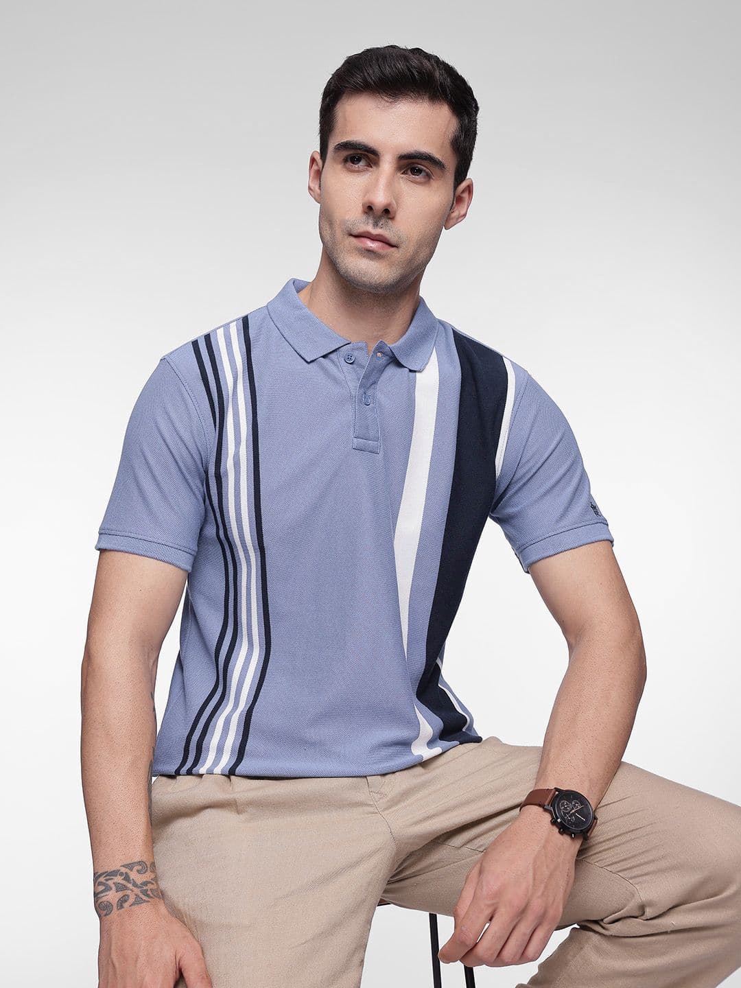 French Connection Striped Polo Collar T-shirt - view 1