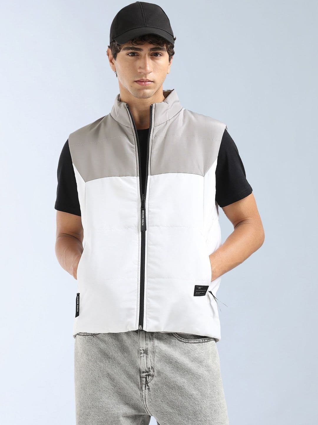 Flying Machine Men Mock Collar Colourblocked Reversible Gilet Jacket - view 1