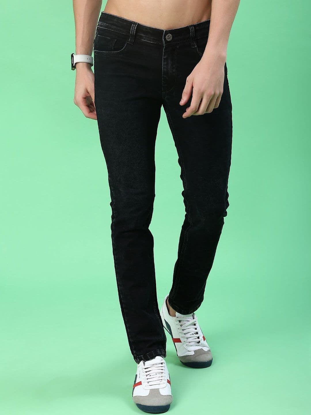 V-Mart Men Slim Fit Mid-Rise Light Fade Stretchable Jeans - view 1