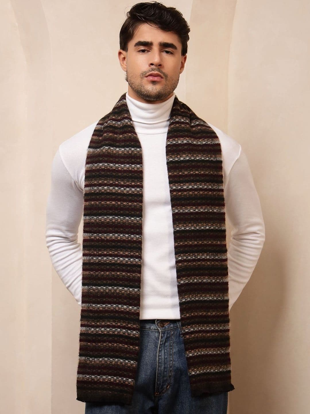 HANDICRAFT PALACE Men Striped Merino Wool Mufflers - view 1