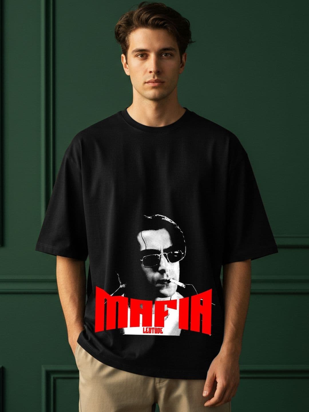 Leotude Men Printed Drop-Shoulder Sleeves T-shirt - view 1