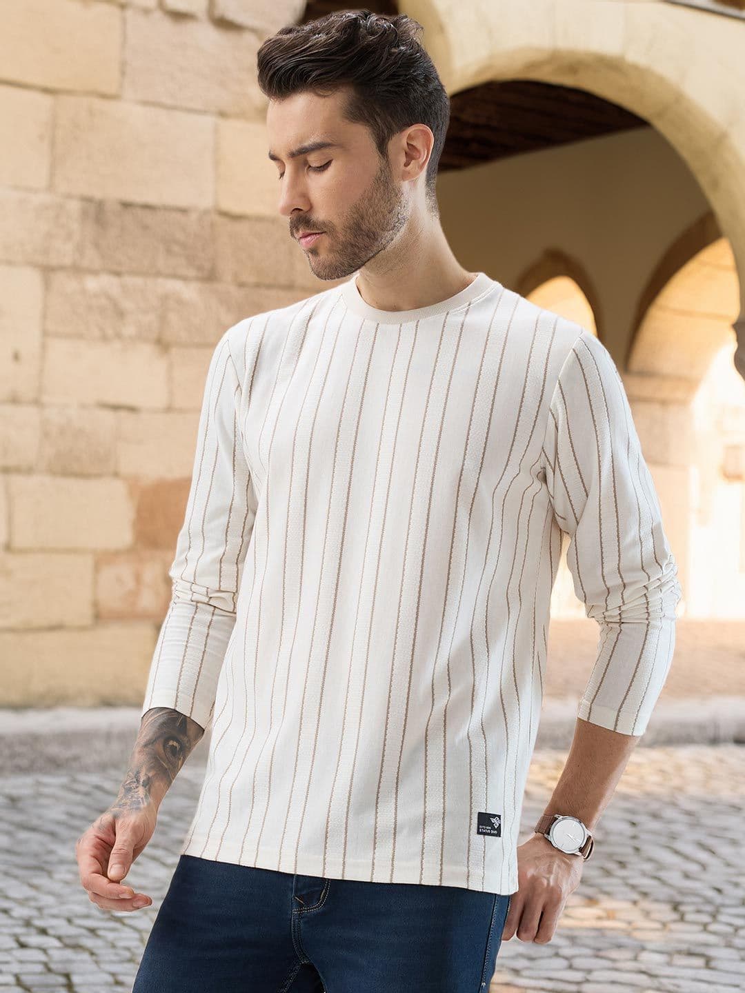 Status Quo Men Striped T-shirt - view 1
