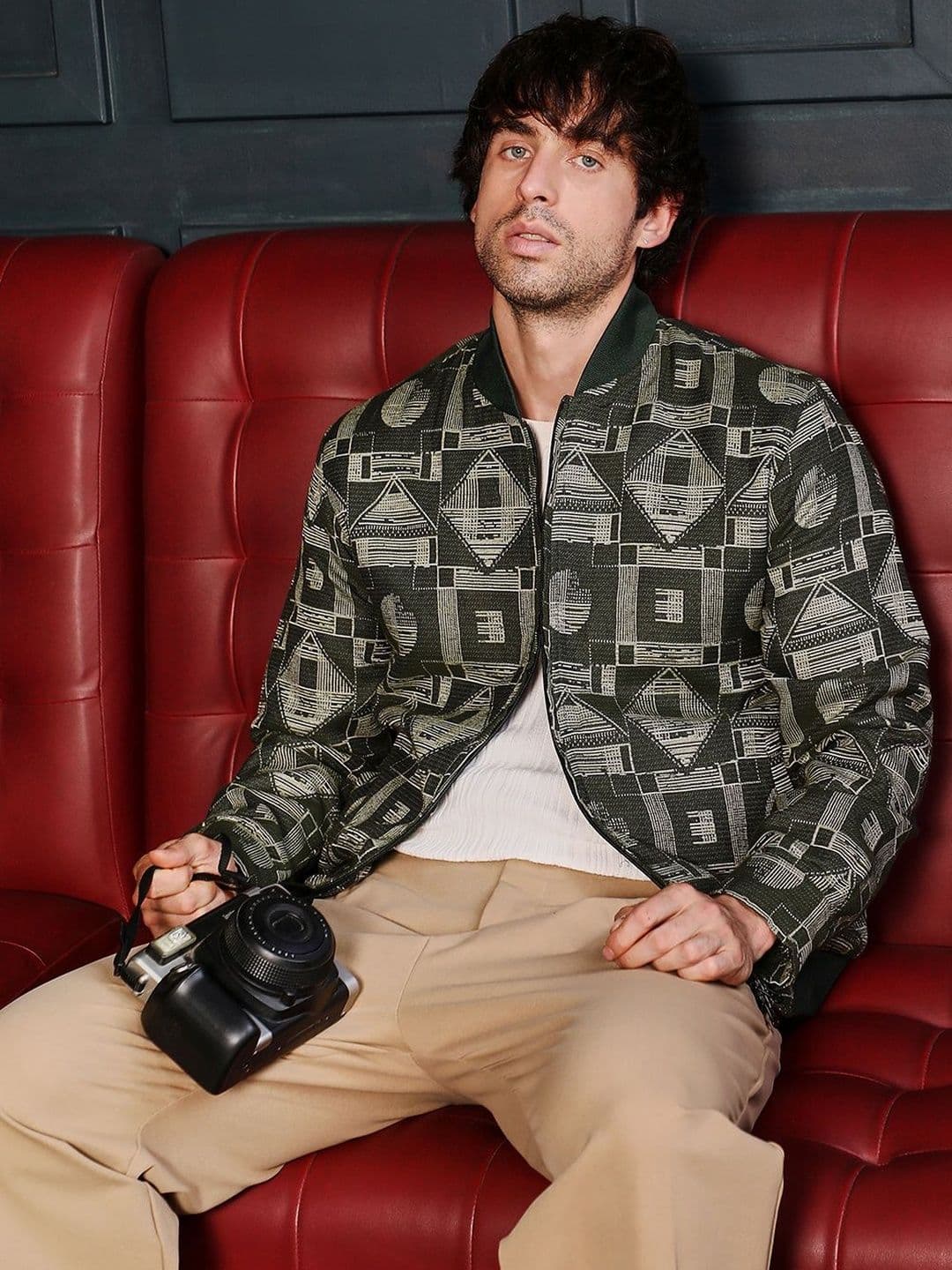 CAHOOT GeometricJacquard Light Bomber Jacket - view 1