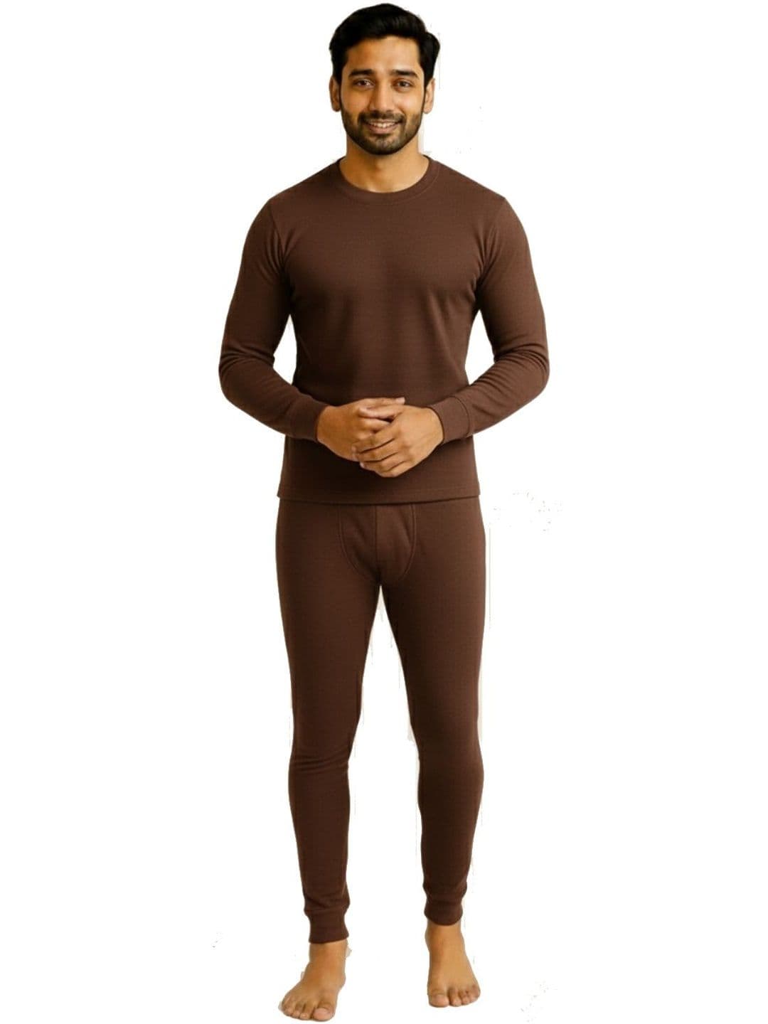 HAUNKY Men Round Neck Striped Round Neck Long Sleeves Thermal Set - view 1