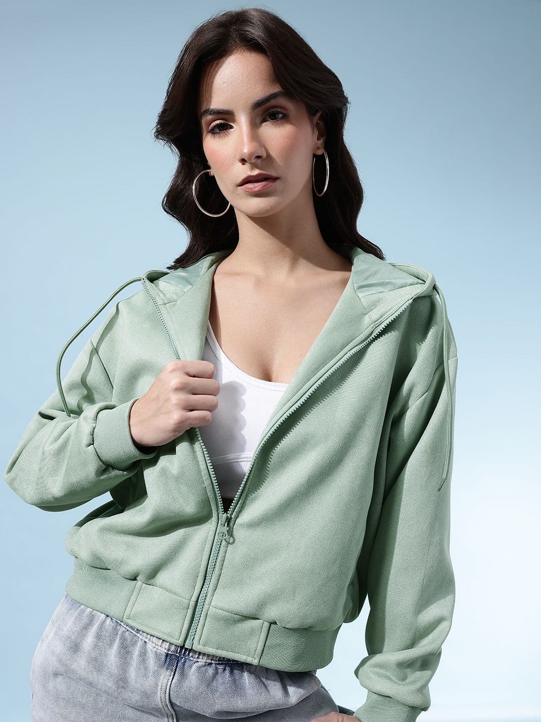 glitchez Suede Finish Hooded Bomber Jacket - view 1