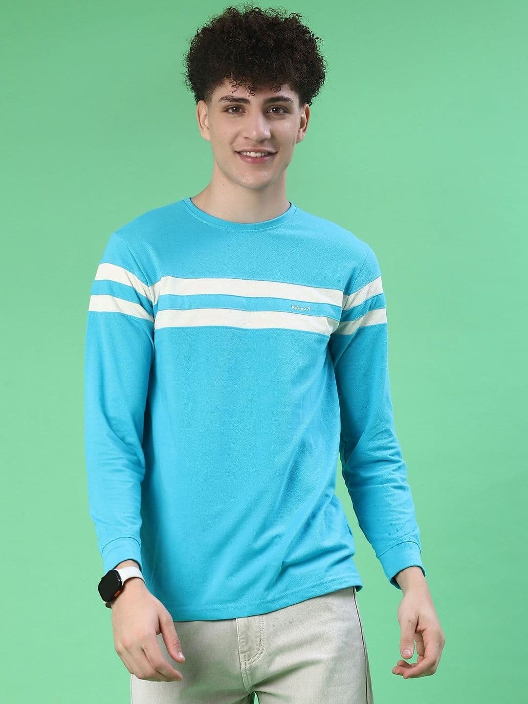 V-Mart Men Striped Slim Fit T-shirt - view 1
