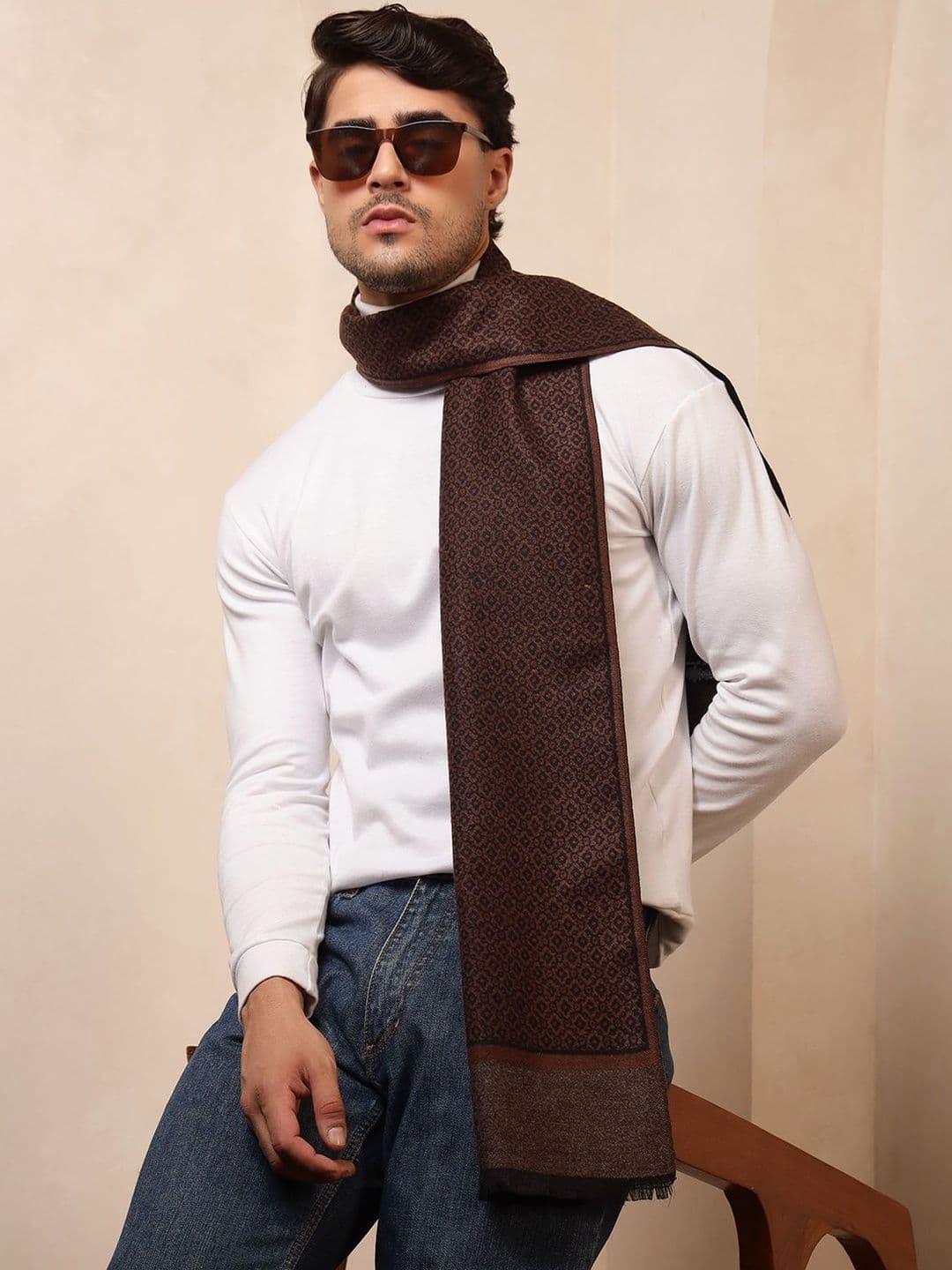 HANDICRAFT PALACE Men Patterned Merino Wool Mufflers - view 1