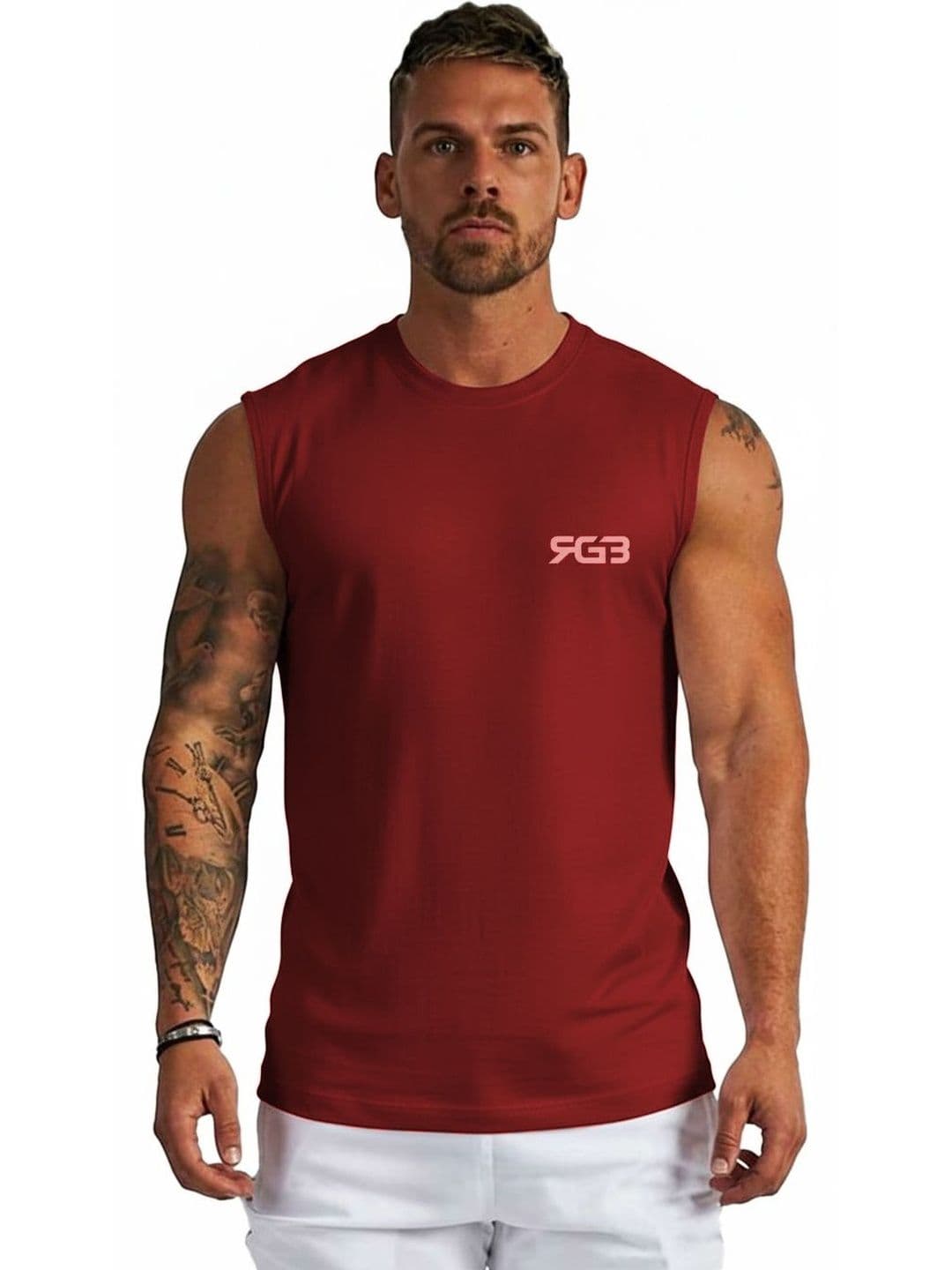 3Colors Activewear for Athleisure Wear CCUT - FREAKY Men Solid Round Neck Gym Vests - view 1