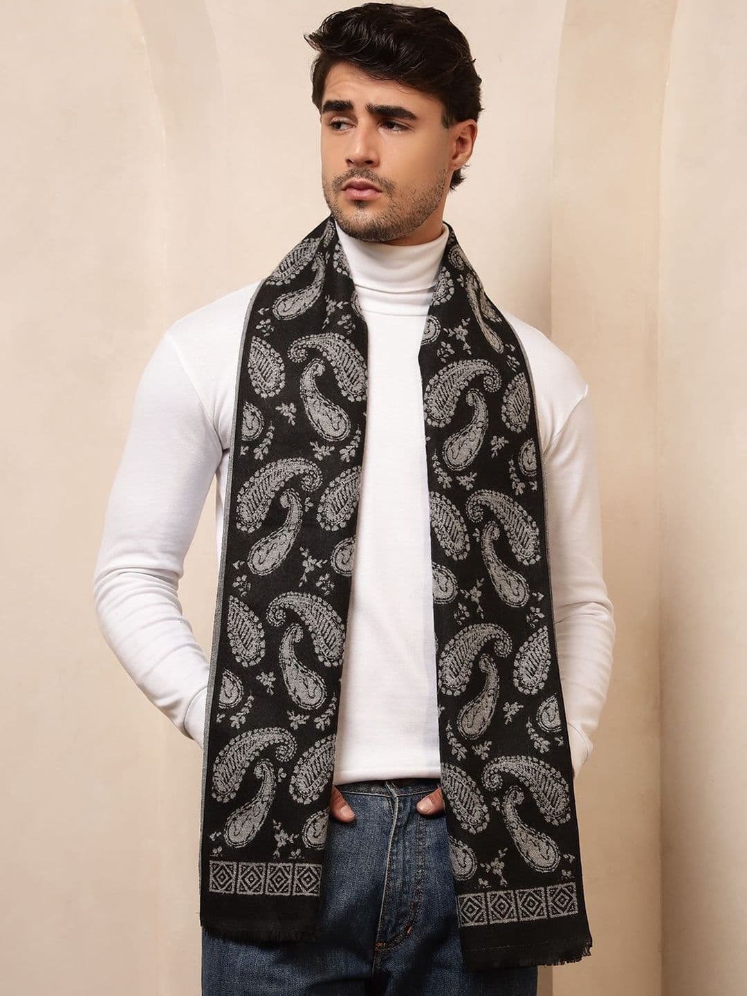 HANDICRAFT PALACE Men Patterned Merino Wool Mufflers - view 1