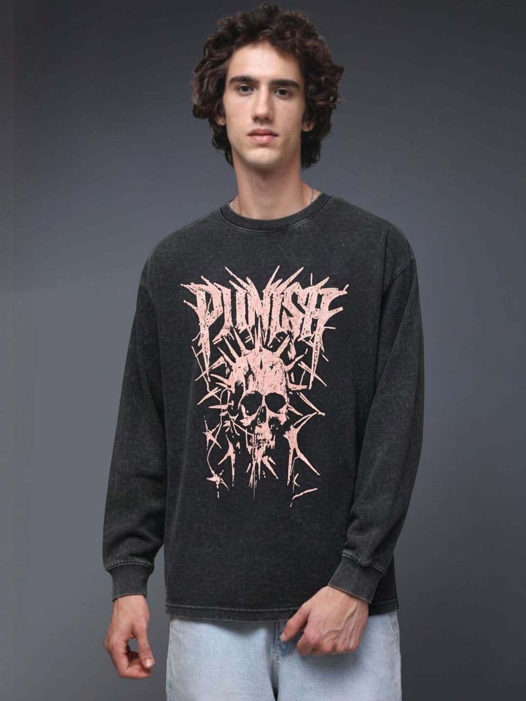 MADSTO Oversized Graphic Printed Round Neck Cotton T-Shirt - view 1