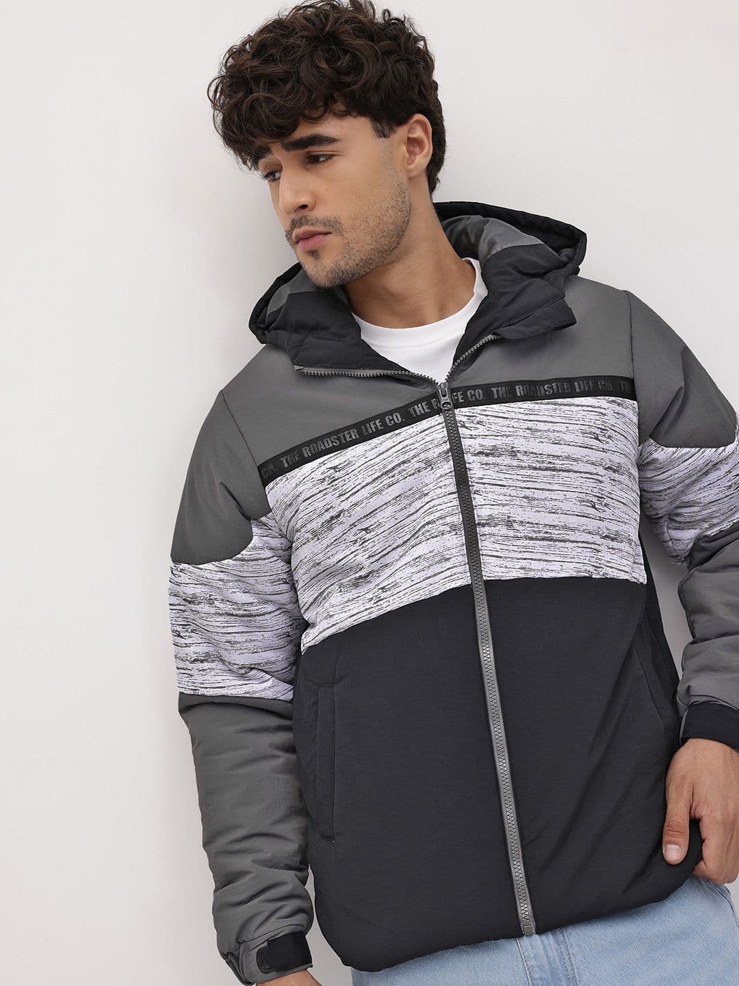 The Roadster Life Co. Colourblocked Hooded Tailored Jacket - view 1