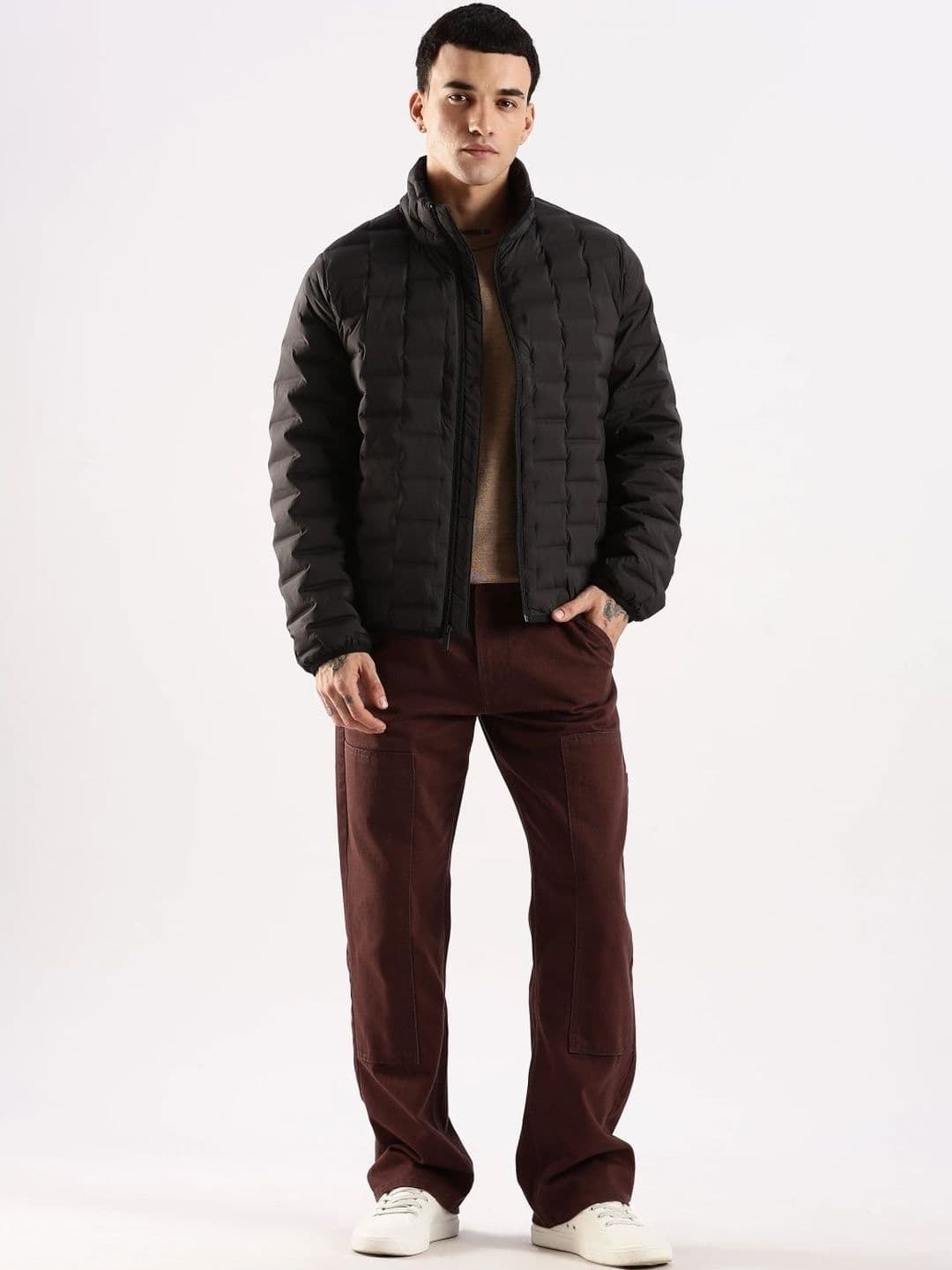 Calvin Klein Jeans Men Stand Collar Self Design Padded Jacket - view 1