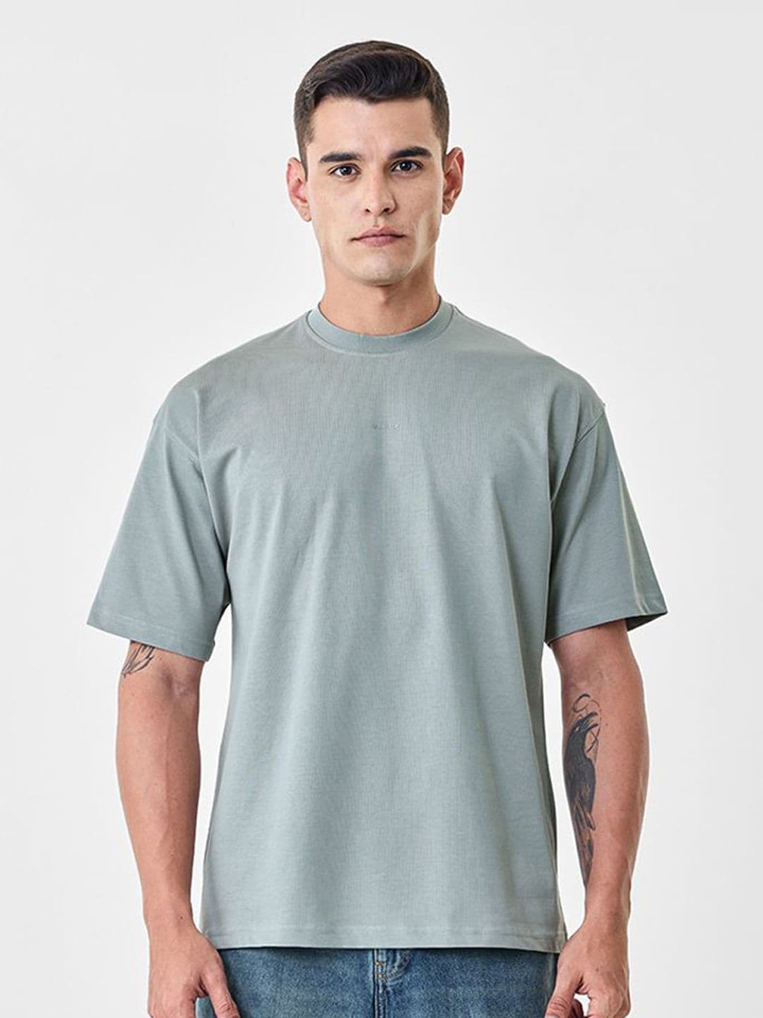 Snitch Men Solid Round Neck Pure Cotton Relaxed Fit T-shirt - view 1