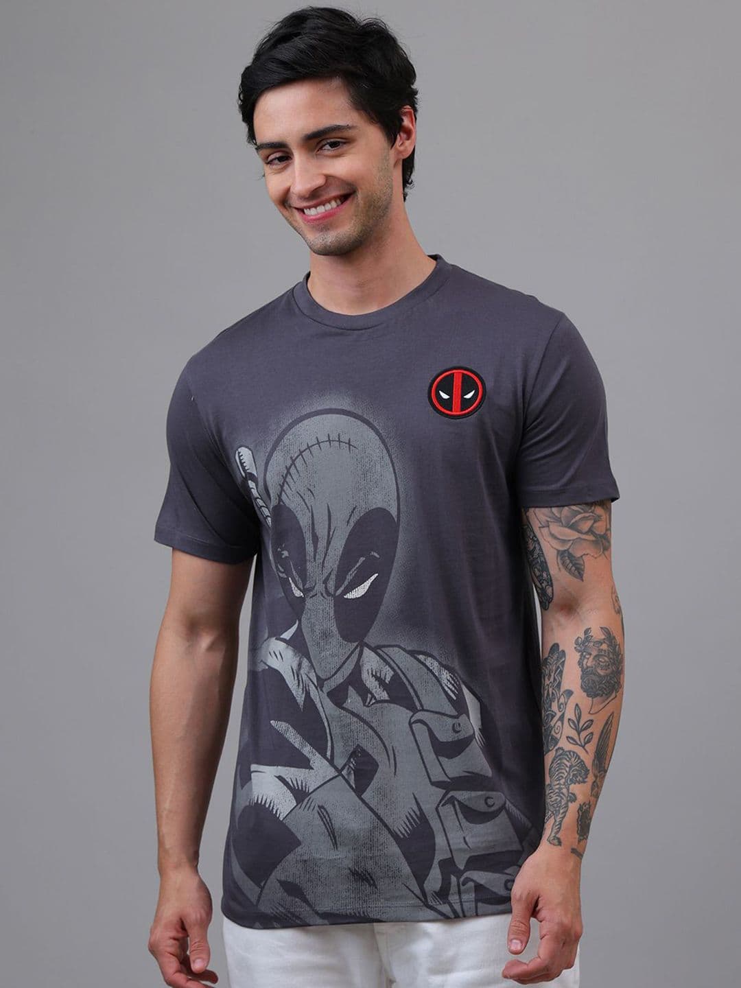 Free Authority Men Deadpool Graphic Printed Round Neck Pure Cotton T-shirt - view 1