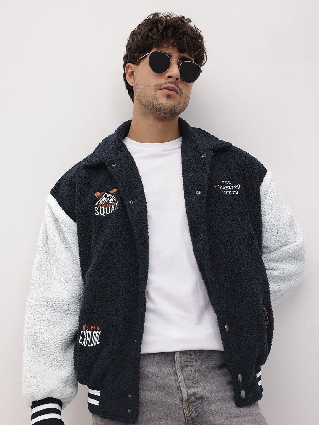 The Roadster Life Co. Typography Applique Spread Collar Bomber Jacket - view 1