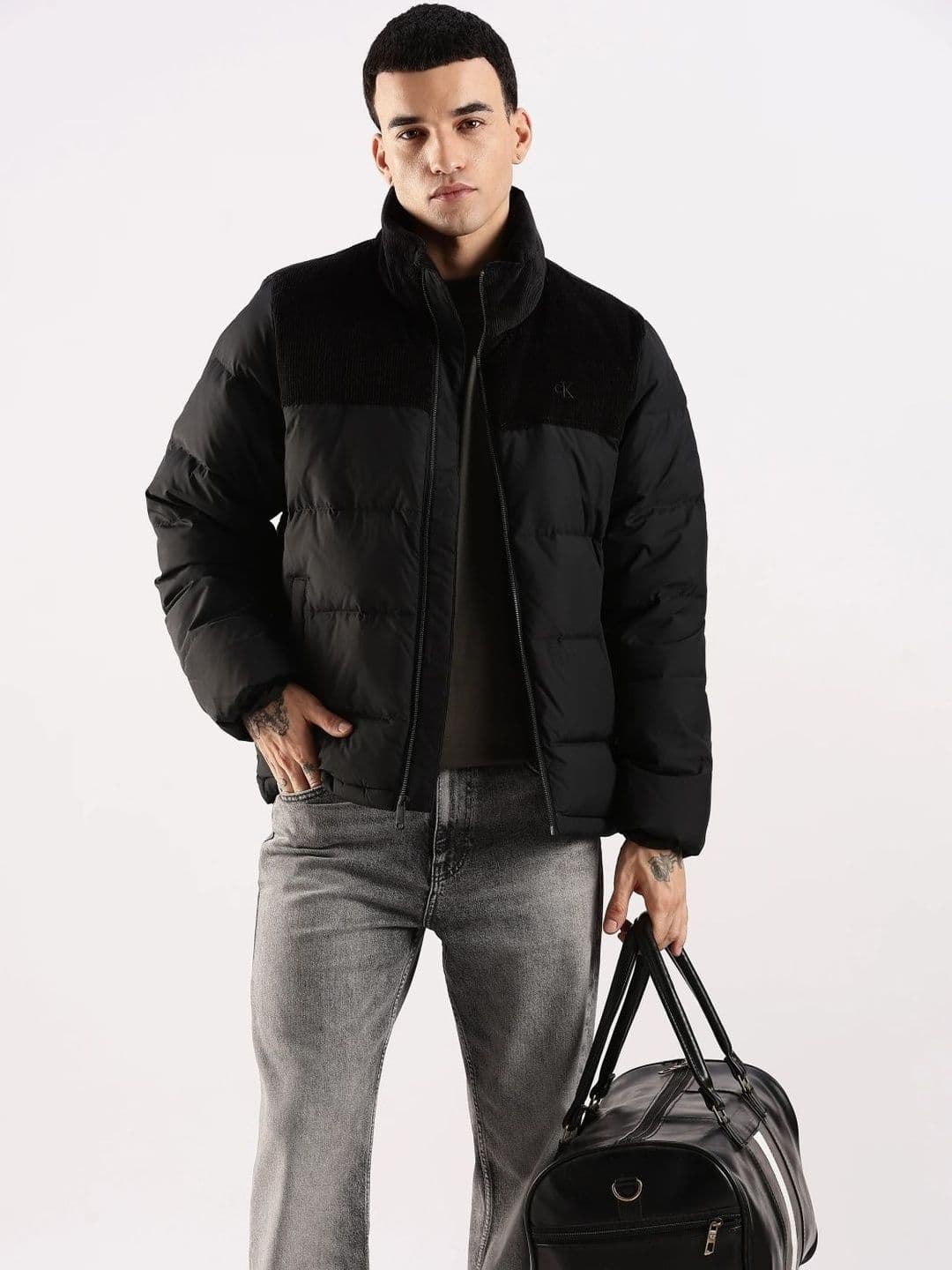 Calvin Klein Jeans Men Stand Collar Solid Padded Jacket - view 1