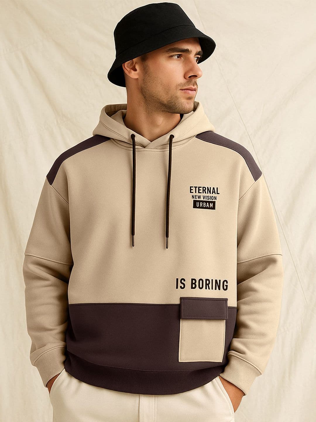 JUMPCUTS Men Colourblocked Hooded Sweatshirt - view 1