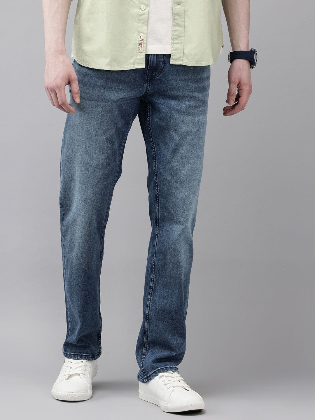 U.S. Polo Assn. Denim Co. Men Harold Slim Straight Fit Heavy Fade Stretchable Jeans - view 1