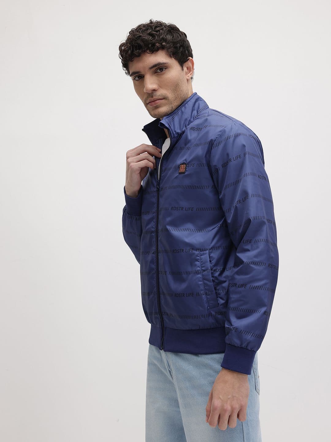 The Roadster Life Co. Typography Printed Mock Collar Bomber Jacket - view 1