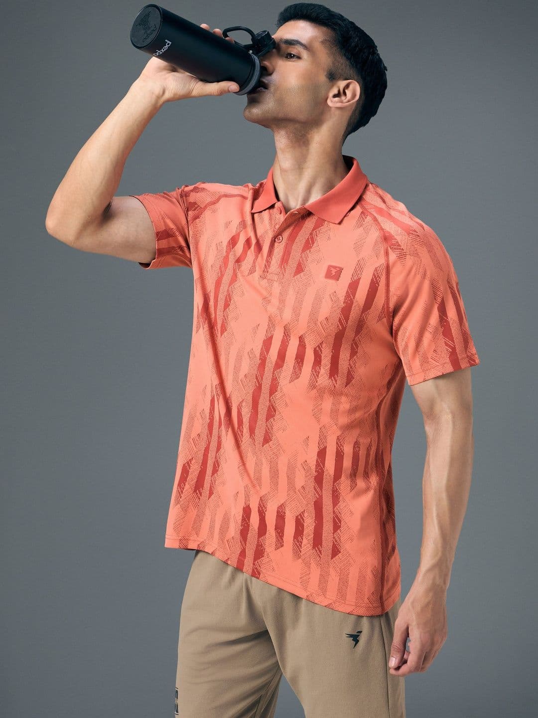 Technosport Abstract Printed Polo Collar Anti Static Slim Fit T-Shirt - view 1