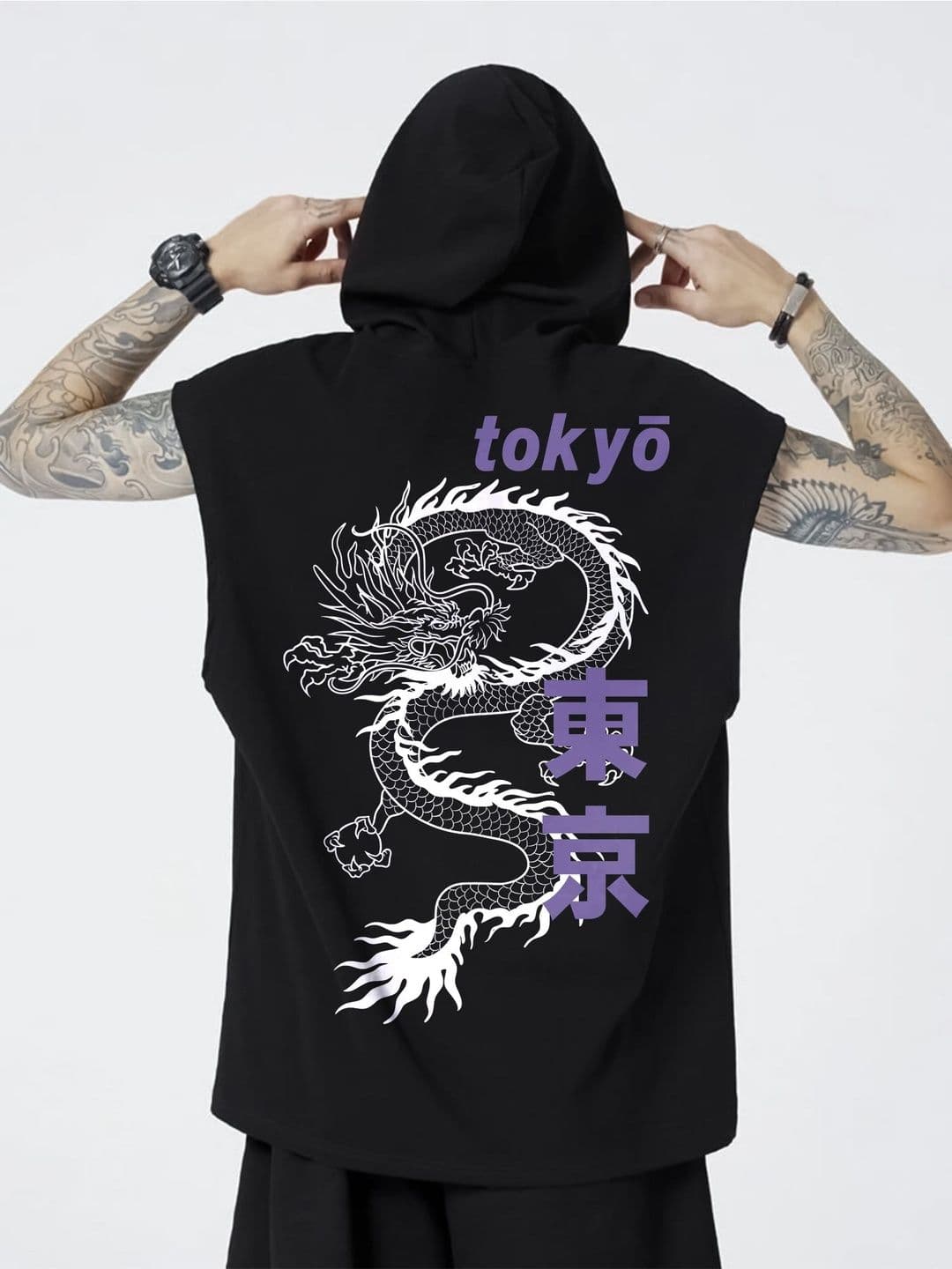 JUMPCUTS Men Graphic Printed Hooded Cotton Slim Fit T-shirt - view 1