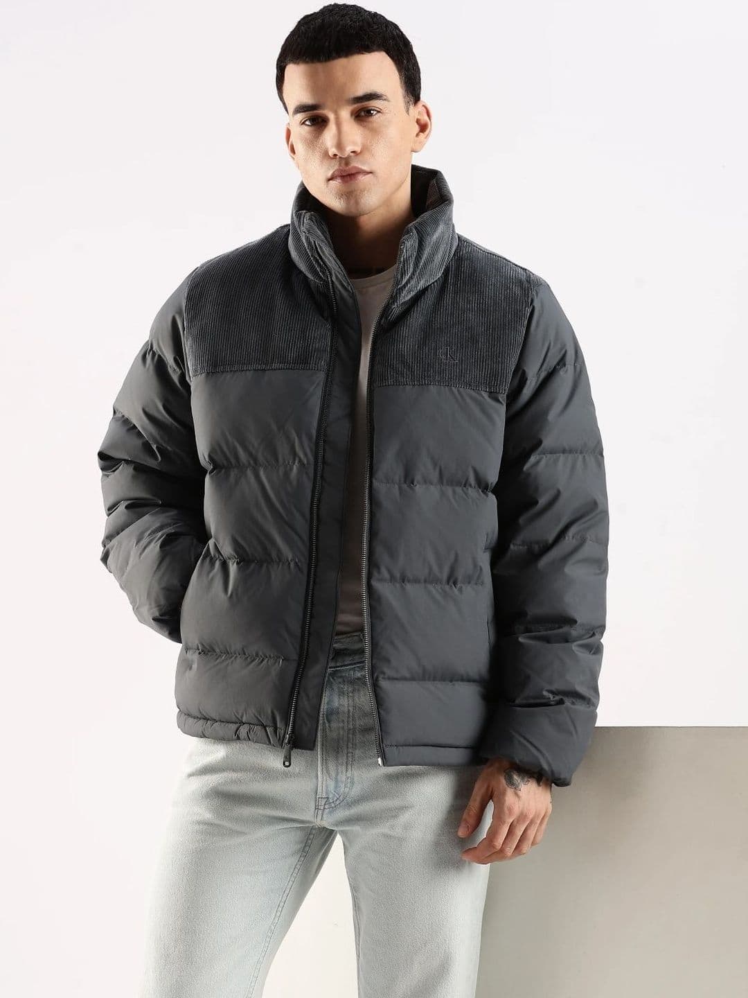 Calvin Klein Jeans Men Stand Collar Solid Padded Jacket - view 1