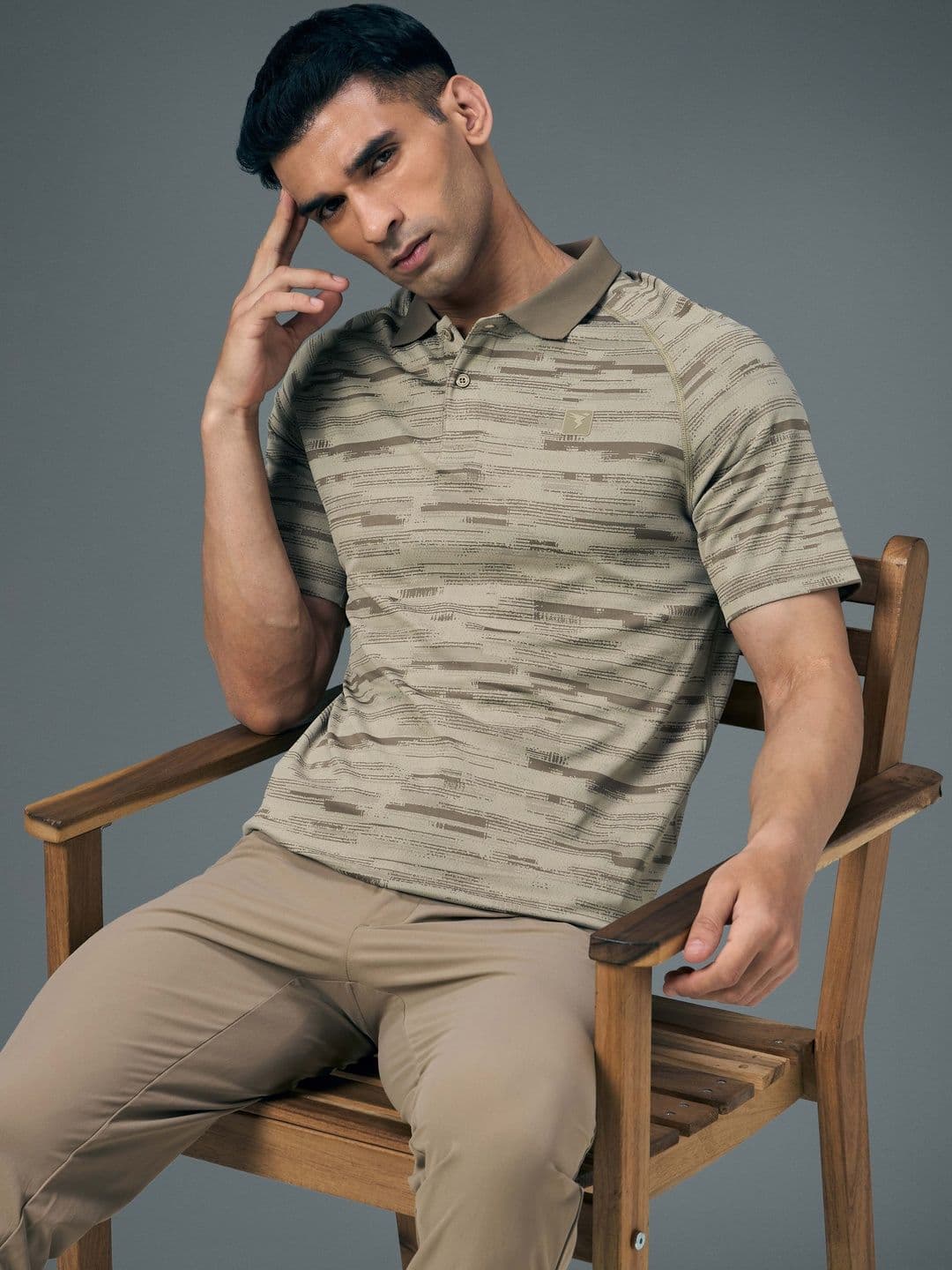 Technosport Abstract Printed Polo Collar Anti Static Slim Fit T-Shirt - view 1