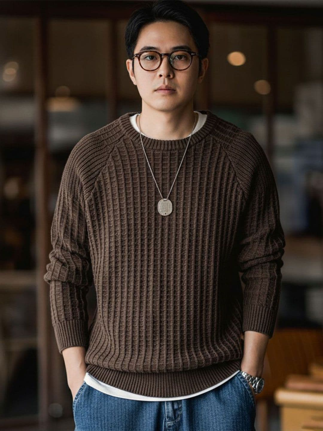 fashlook Men Ribbed Woollen Round Neck Long Sleeves Pullover Sweaters - view 1