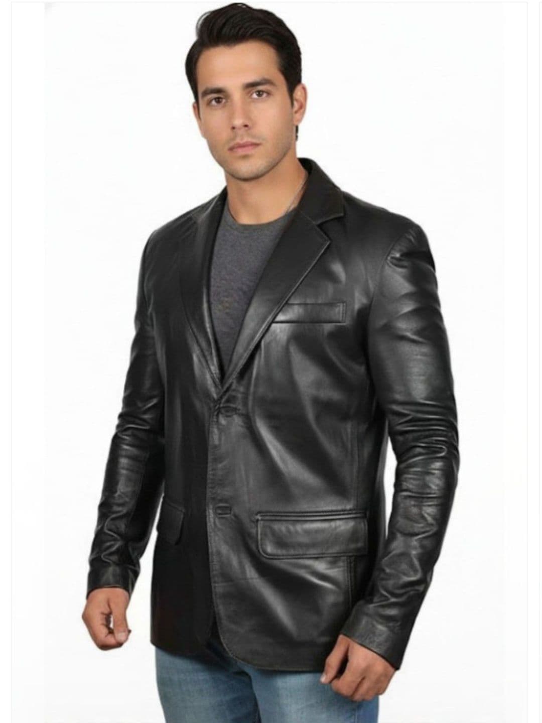 Ompraksh Fasion Men Lapel Collar Solid Lightweight Leather Jacket - view 1
