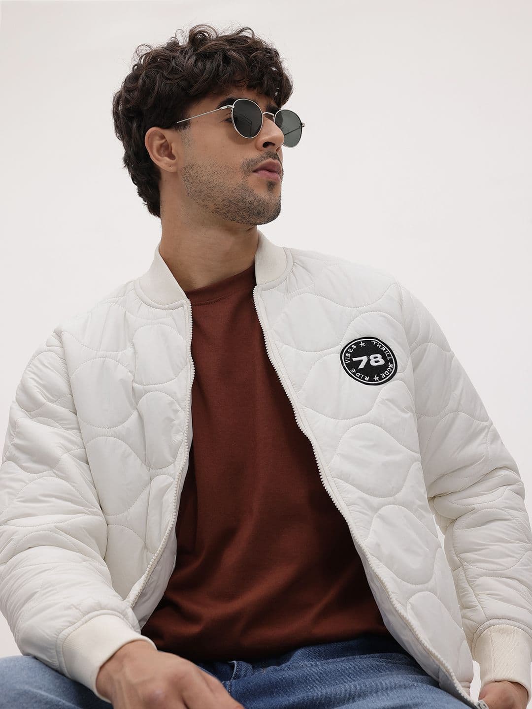 The Roadster Life Co. Patchwork Detail Stand Collar Bomber-Style Quilted Jacket - view 1