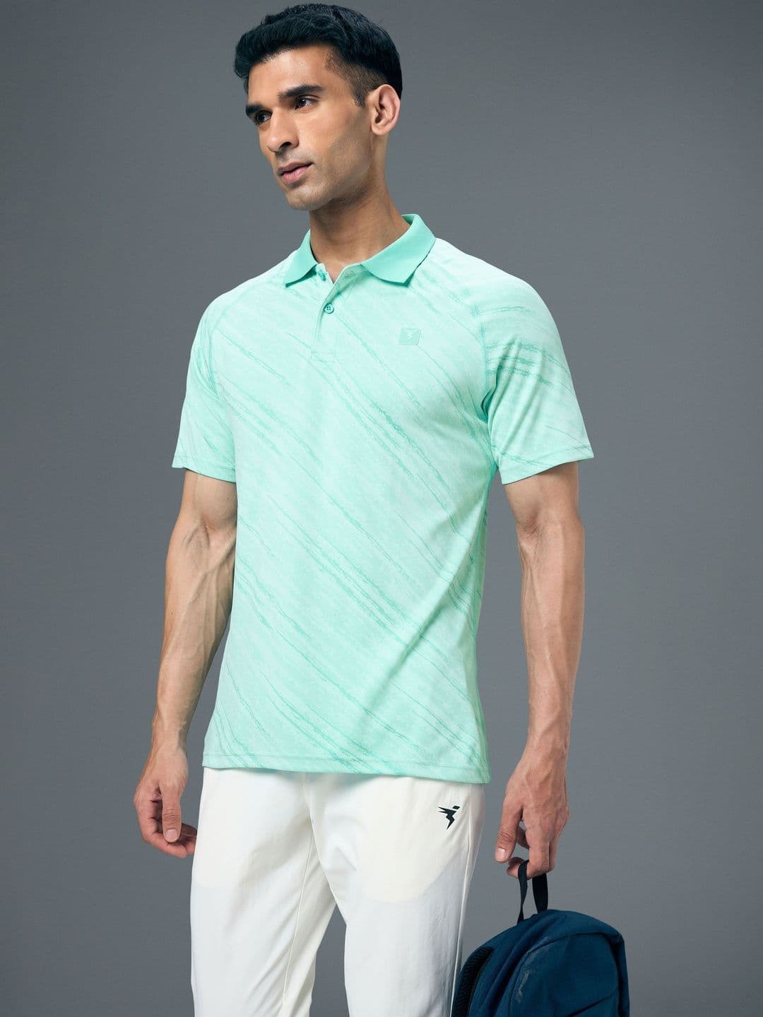Technosport Men Printed Polo Collar Anti Static Slim Fit T-shirt - view 1