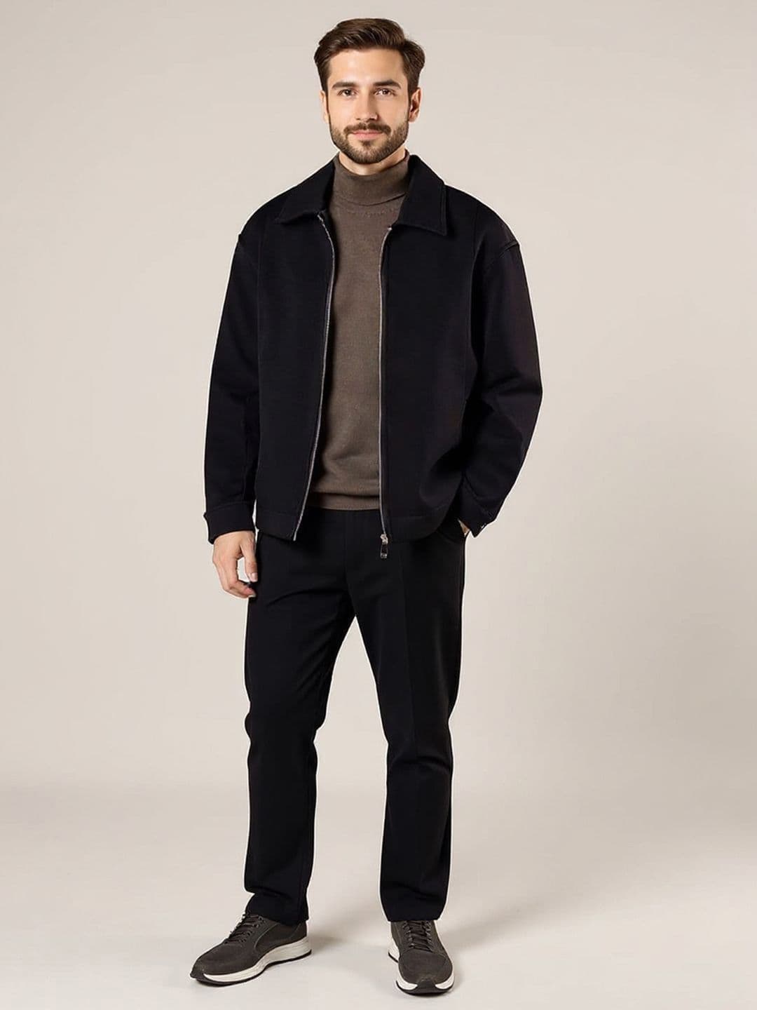 Mast & Harbour Men Spread Collar Solid Bomber Jacket - view 1
