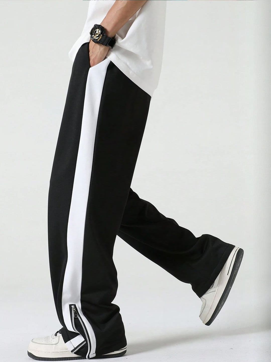 JUMPCUTS Men Mid Rise Colorblocked Baggy Fit Track Pants - view 1