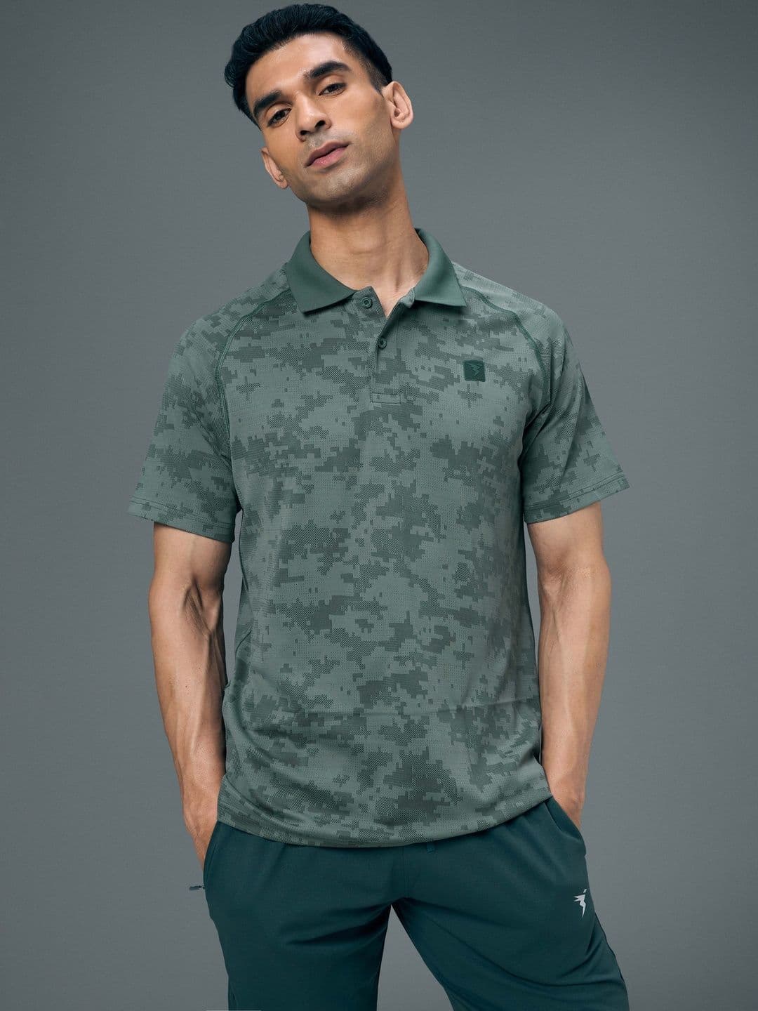 Technosport Men Printed Polo Collar Anti Static Slim Fit T-shirt - view 1