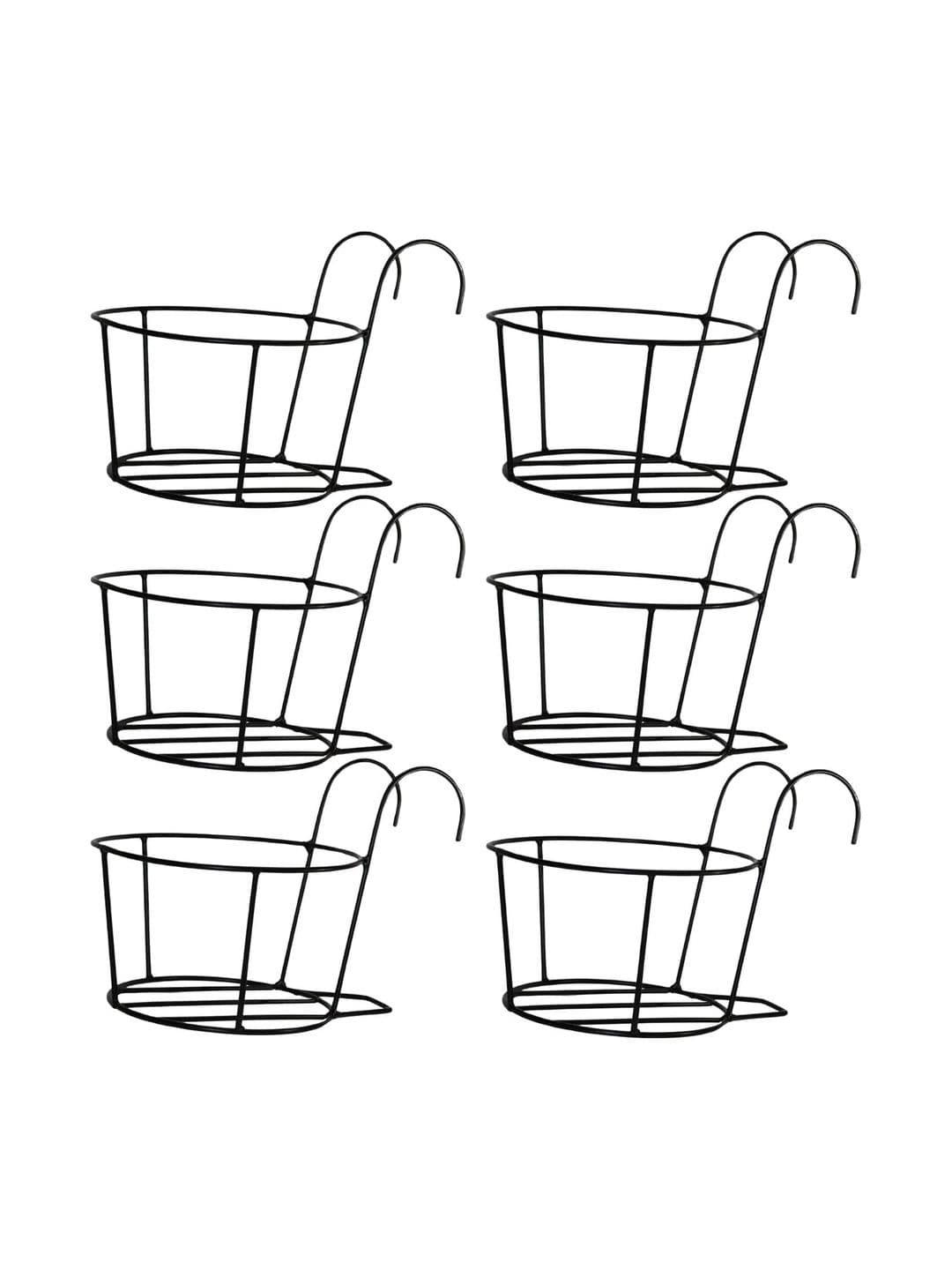 INDUS GLOBAL IMPEX 6 Pieces Black Hanging Bucket Plants Stands Planters - view 1